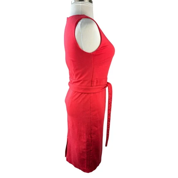 Boden Zeta Ponte Dress W/Tie Pop Peony Red Shift Sheath Sleeveless Women's 10 - Picture 8 of 16